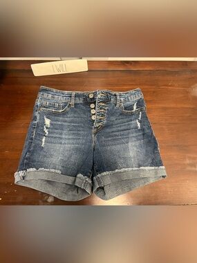 sofia by sofia vergara Distressed Dark Blue Denim Shorts